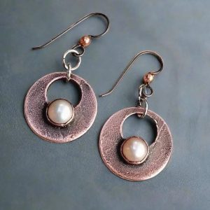 Product Image: Freshwater Pearl Earrings — Handcrafted Copper Talisman for Purity & Emotional Balance