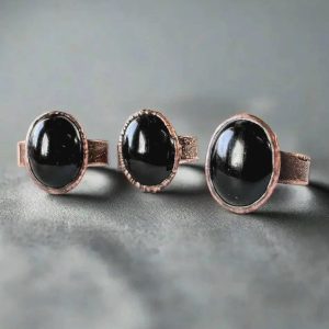 Product Image: Black Onyx Statement Ring — Handcrafted Copper Talisman for Grounded Strength