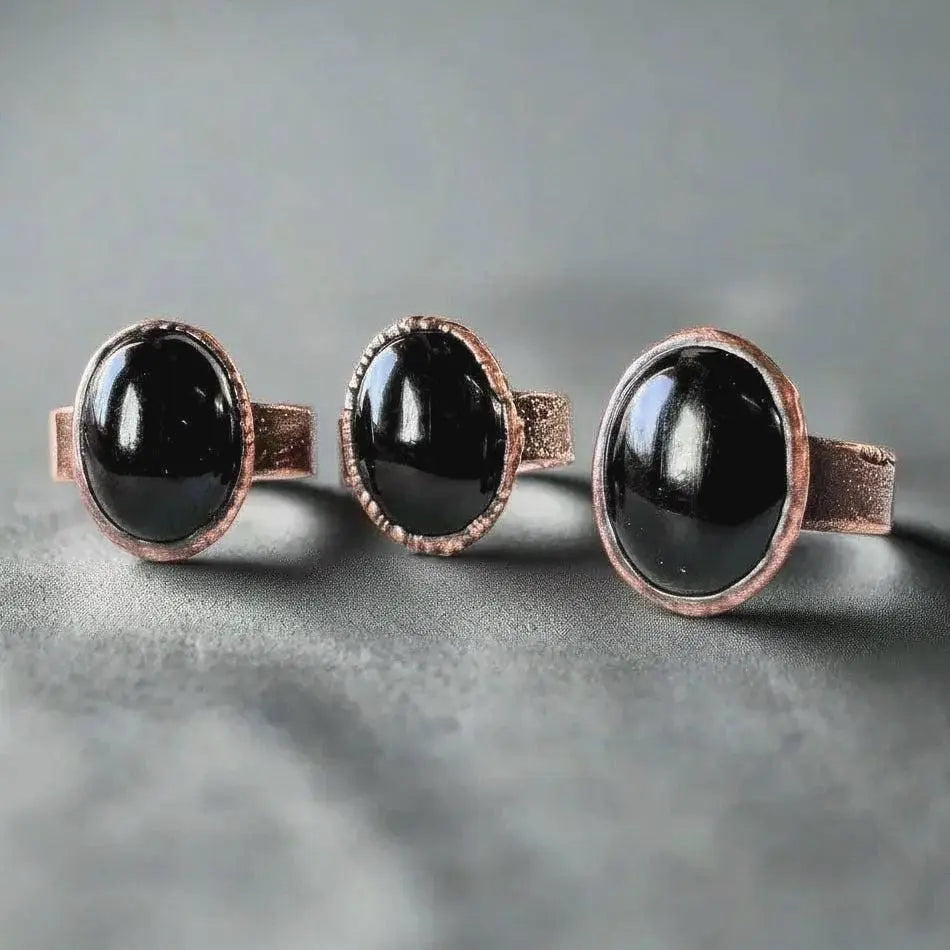 Santa Fe Marketplace Black Onyx Statement Ring — Handcrafted Copper Talisman for Grounded Strength Product Image: Black Onyx Statement Ring — Handcrafted Copper Talisman for Grounded Strength