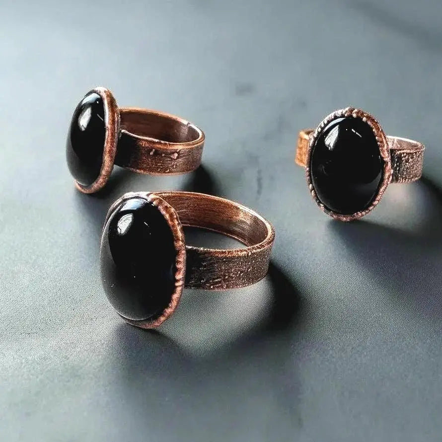 Santa Fe Marketplace Black Onyx Statement Ring — Handcrafted Copper Talisman for Grounded Strength Product Image: Black Onyx Statement Ring — Handcrafted Copper Talisman for Grounded Strength