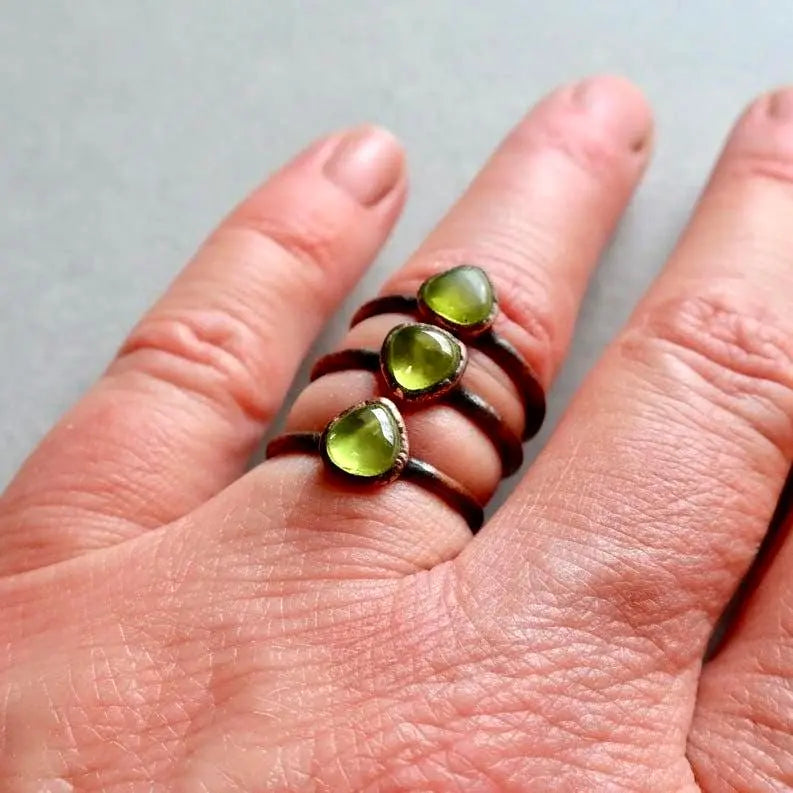 Santa Fe Marketplace Peridot Ring Handcrafted Copper Talisman For Renewal In Everyday Ritual Product Image: Peridot Ring Handcrafted Copper Talisman For Renewal In Everyday Ritual
