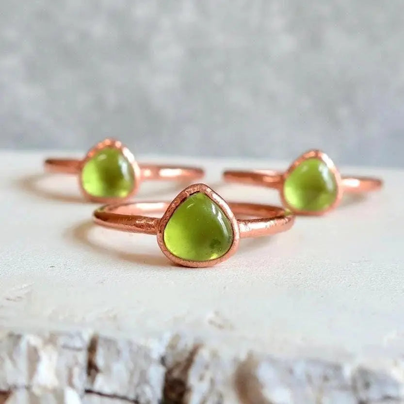 Santa Fe Marketplace Peridot Ring Handcrafted Copper Talisman For Renewal In Everyday Ritual Product Image: Peridot Ring Handcrafted Copper Talisman For Renewal In Everyday Ritual