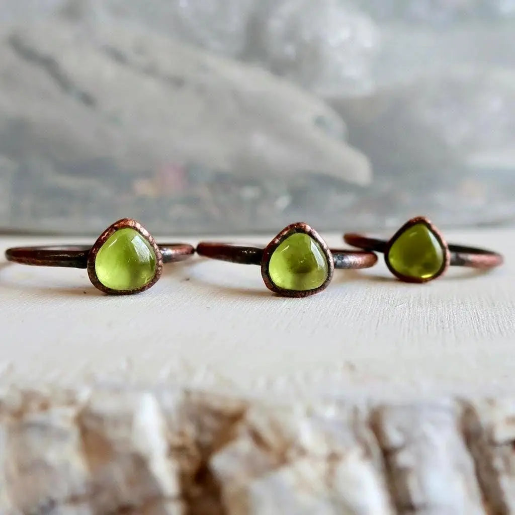 Santa Fe Marketplace Peridot Ring Handcrafted Copper Talisman For Renewal In Everyday Ritual Product Image: Peridot Ring Handcrafted Copper Talisman For Renewal In Everyday Ritual