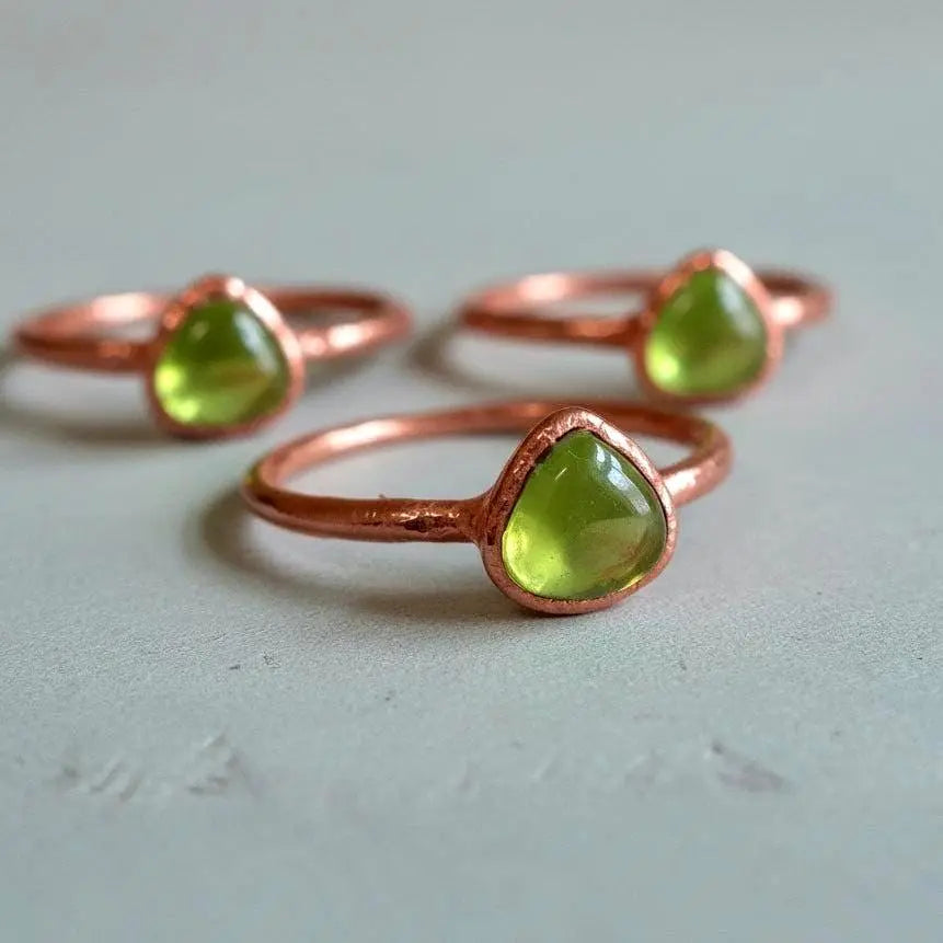 Santa Fe Marketplace Peridot Ring Handcrafted Copper Talisman For Renewal In Everyday Ritual Product Image: Peridot Ring Handcrafted Copper Talisman For Renewal In Everyday Ritual