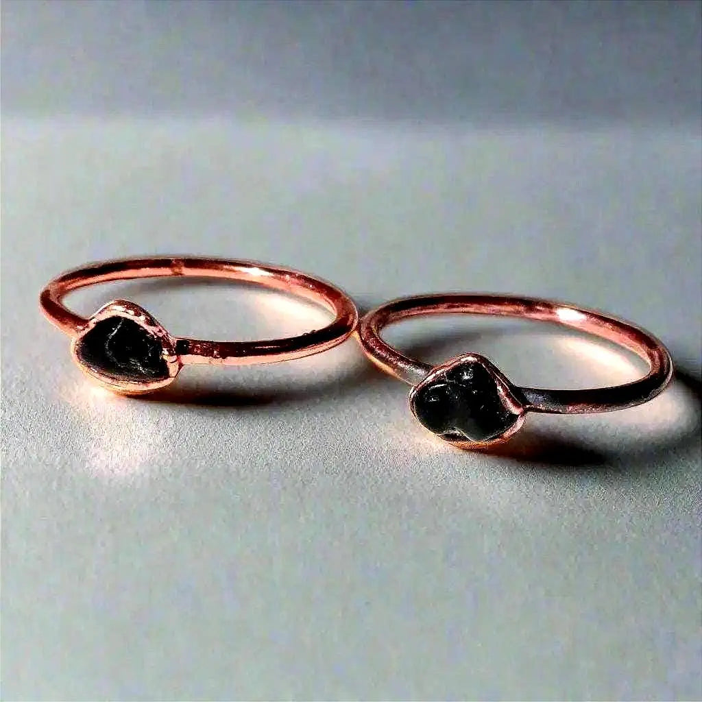 Santa Fe Marketplace Handcrafted Copper Black Tourmaline Ring For Grounding Protection Product Image: Handcrafted Copper Black Tourmaline Ring For Grounding Protection