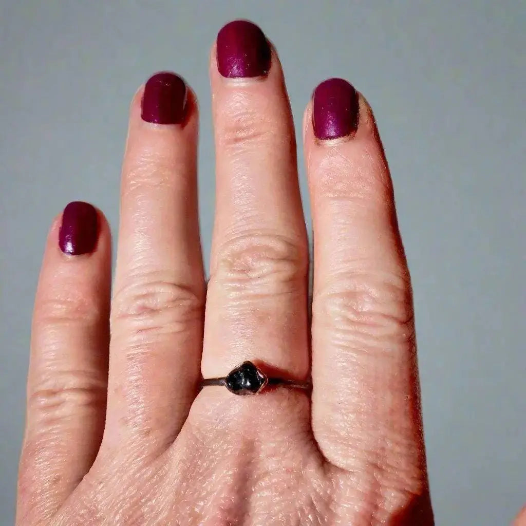 Santa Fe Marketplace Handcrafted Copper Black Tourmaline Ring For Grounding Protection Product Image: Handcrafted Copper Black Tourmaline Ring For Grounding Protection