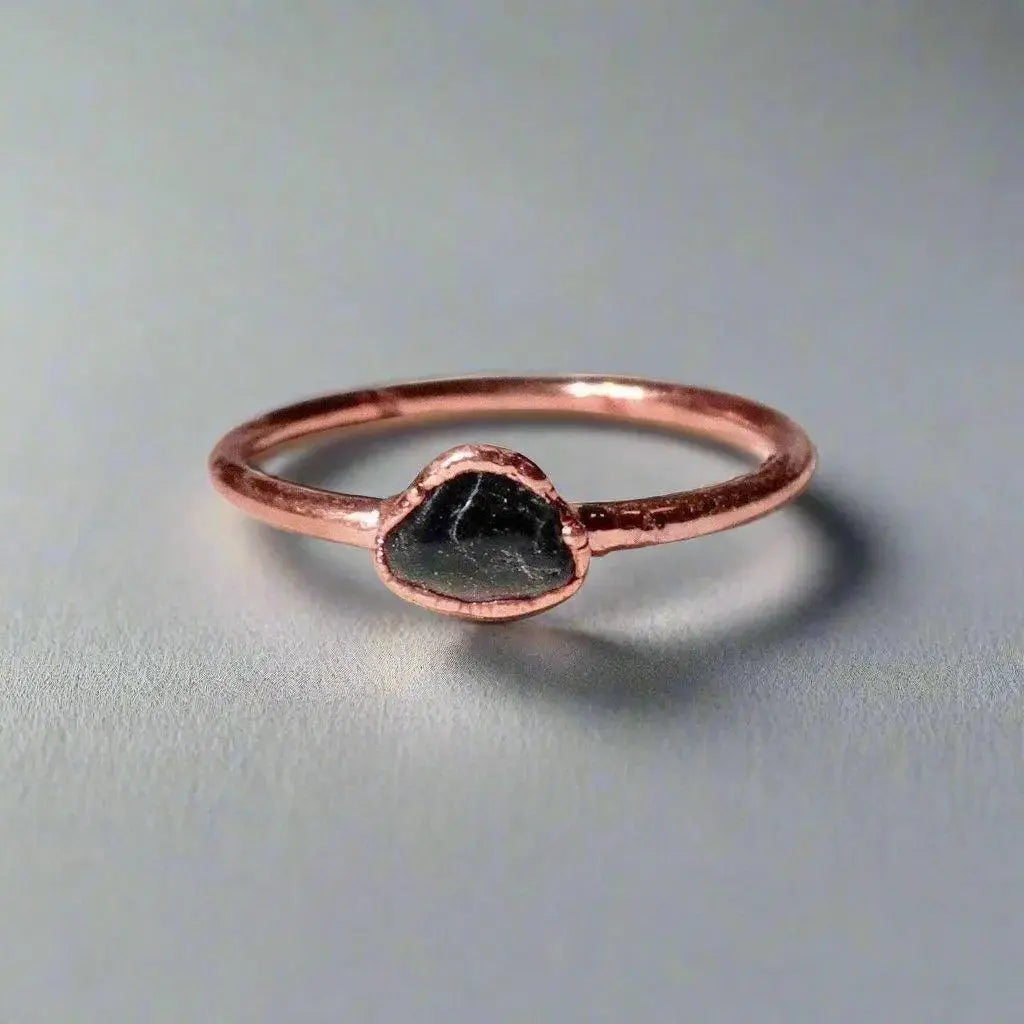 Santa Fe Marketplace Handcrafted Copper Black Tourmaline Ring For Grounding Protection Product Image: Handcrafted Copper Black Tourmaline Ring For Grounding Protection