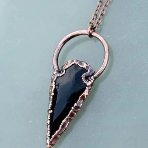 Product Image: Handcrafted Copper Obsidian Necklace for Grounded Protection and Clarity