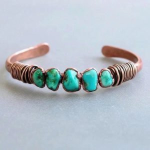 Product Image: Raw Turquoise Copper Cuff | Electroformed Copper Jewelry