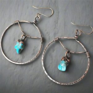 Product Image: Raw Turquoise Hoops – Bohemian Jewelry | Handmade by Blackbird & Sage