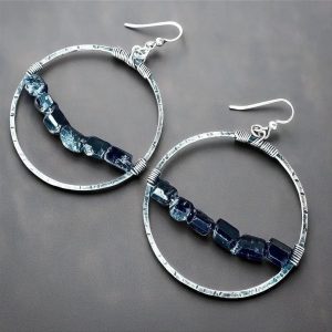 Product Image: Silver Hoop Black Tourmaline – Bohemian | Handmade by Blackbird & Sage