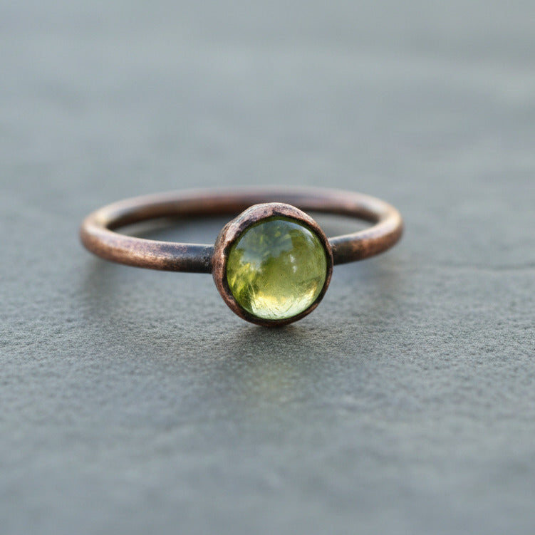 Santa Fe Marketplace Peridot Ring — Size 7.5 (One of a Kind) | Electroformed Copper Jewelry Product Image: Peridot Ring — Size 7.5 (One of a Kind) | Electroformed Copper Jewelry