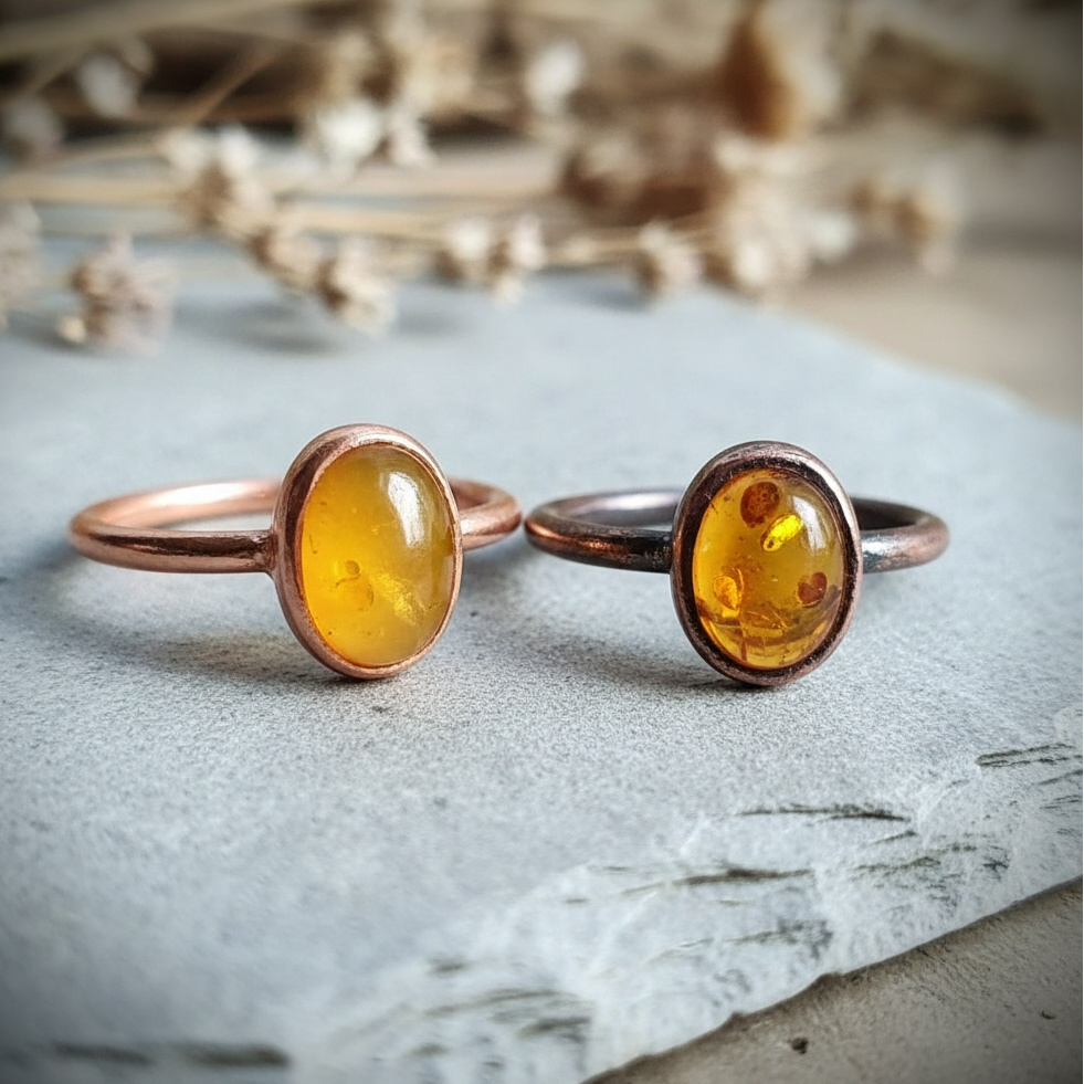 Santa Fe Marketplace Amber Ring | Oval Cabochon | Electroformed Copper | Ready to Ship Product Image: Amber Ring | Oval Cabochon | Electroformed Copper | Ready to Ship
