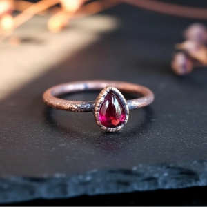 Santa Fe Marketplace Teardrop Garnet Ring | Electroformed Copper | Made to Order Product Image: Teardrop Garnet Ring | Electroformed Copper | Made to Order