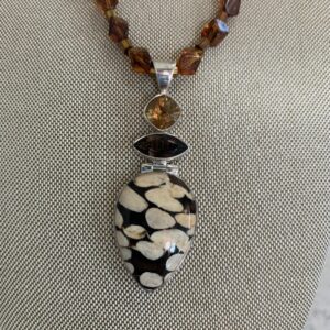 Product Image: Georgeous Leopard Jasper Pendant on Vintage Bead Strand