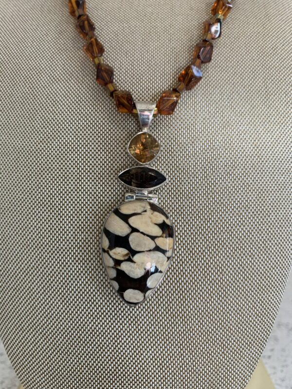 Product Image: Georgeous Leopard Jasper Pendant on Vintage Bead Strand