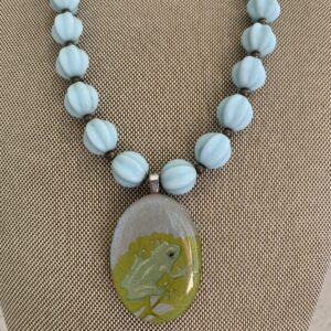 Product Image: Adorable Handmade Glass Frog Pendant with Vintage Beads and Watch Chain