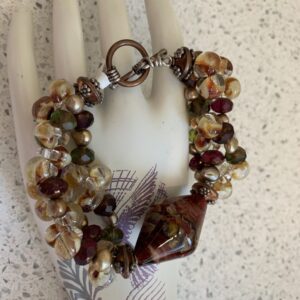 Product Image: Beautiful Handblown Beaded Glass/Pearl Bracelet