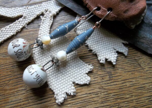 Product Image: Paper Beads w/ Ceramic Drops Earrings