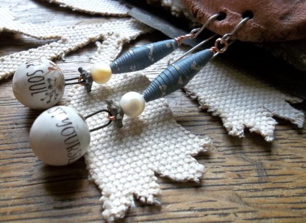 Product Image: Paper Beads w/ Ceramic Drops Earrings