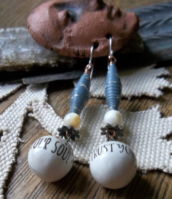 Product Image: Paper Beads w/ Ceramic Drops Earrings