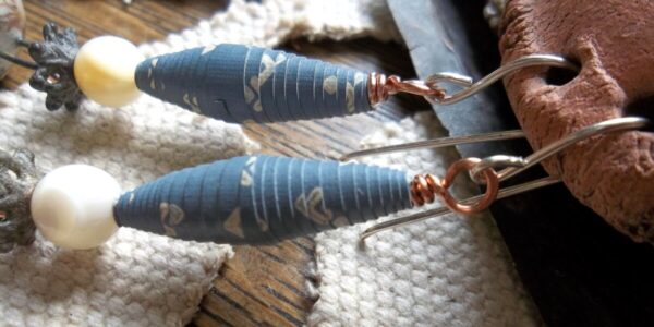 Product Image: Paper Beads w/ Ceramic Drops Earrings