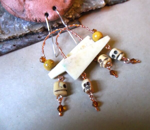 Product Image: Bead Soup Reclaimed Bone Connectors w/ Bone Skulls Statement Earrings