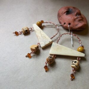 Product Image: Bead Soup Reclaimed Bone Connectors w/ Bone Skulls Statement Earrings