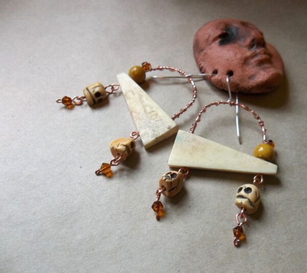 Product Image: Bead Soup Reclaimed Bone Connectors w/ Bone Skulls Statement Earrings