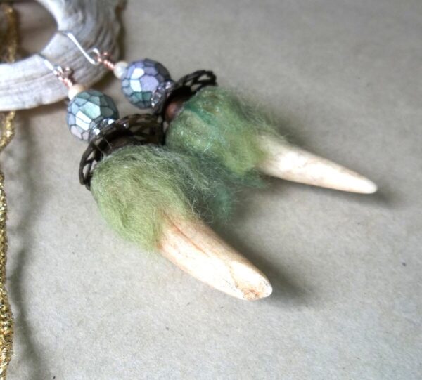 Product Image: Horn and Wool Earrings. Sometimes outrageous. Always unique.