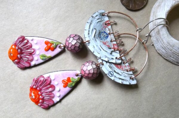 Product Image: Flower Earrings Recycled Bottle Cap Fun