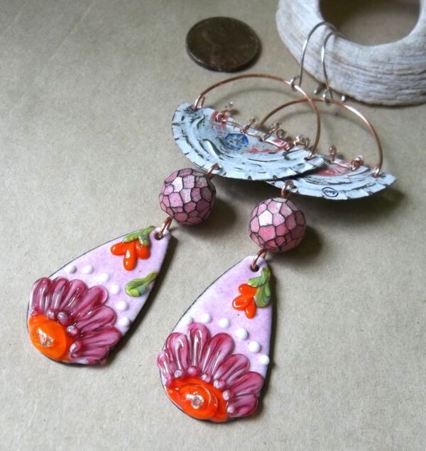 Product Image: Flower Earrings Recycled Bottle Cap Fun