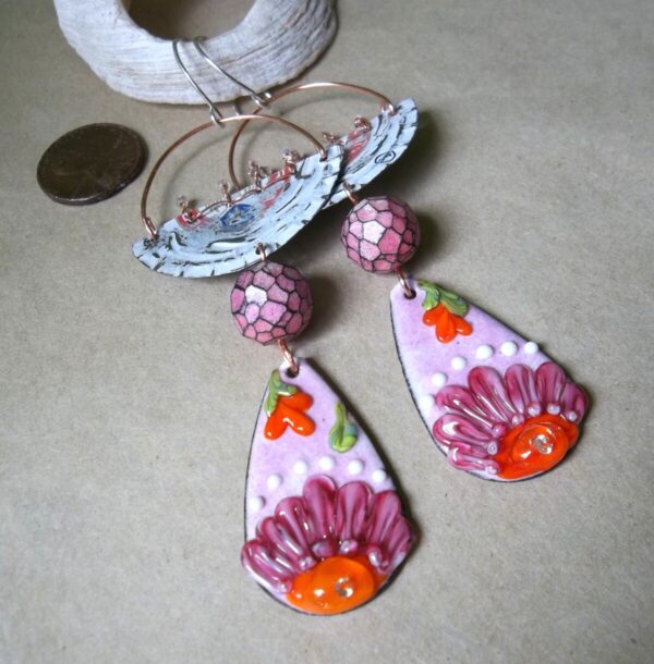 Product Image: Flower Earrings Recycled Bottle Cap Fun