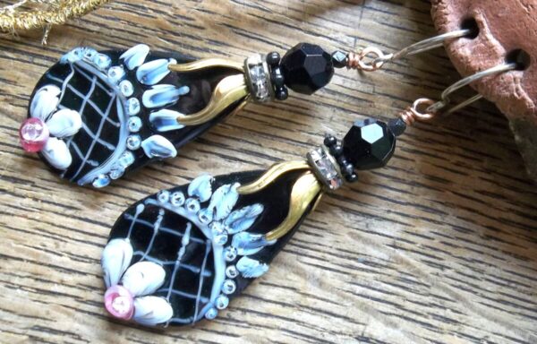 Product Image: Black Lace Earrings Artisan Enamels