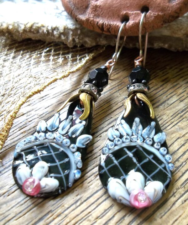 Product Image: Black Lace Earrings Artisan Enamels