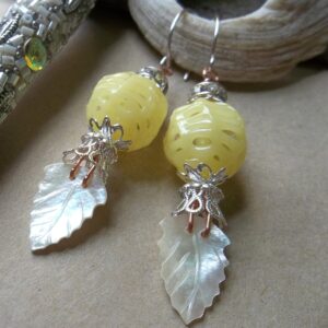 Product Image: Antique Shell Leaf Sequins and Vintage Glass Bead Earrings