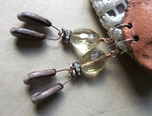 Product Image: Unique and Unusual Citrine and Ceramic Earrings