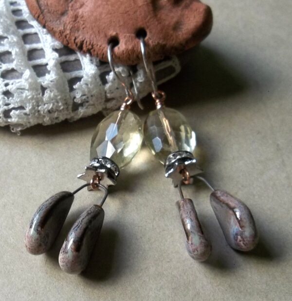 Product Image: Unique and Unusual Citrine and Ceramic Earrings
