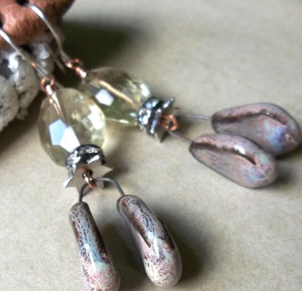 Product Image: Unique and Unusual Citrine and Ceramic Earrings
