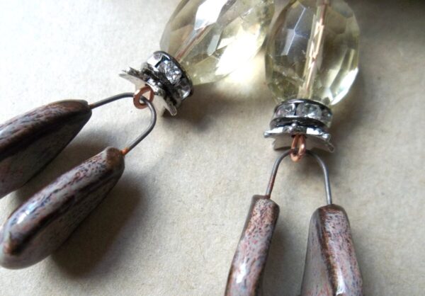 Product Image: Unique and Unusual Citrine and Ceramic Earrings