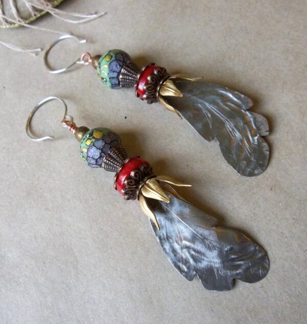 Product Image: Bottle Cap Feather Earrings
