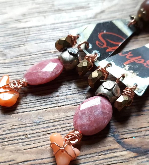 Product Image: Wicked Rustic Grab Bag Drop Earrings Coral, Horn, Steel, Stone