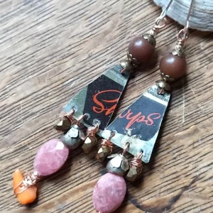 Product Image: Wicked Rustic Grab Bag Drop Earrings Coral, Horn, Steel, Stone