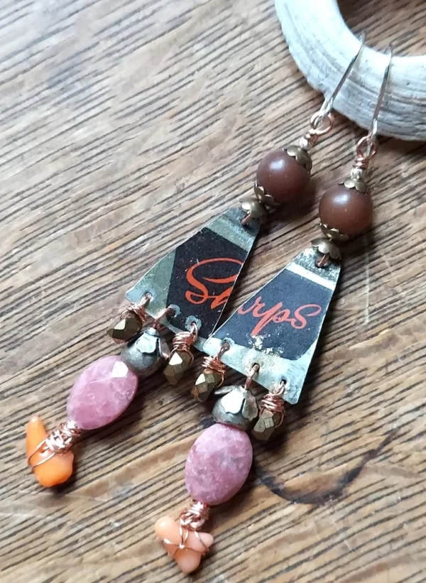 Product Image: Wicked Rustic Grab Bag Drop Earrings Coral, Horn, Steel, Stone