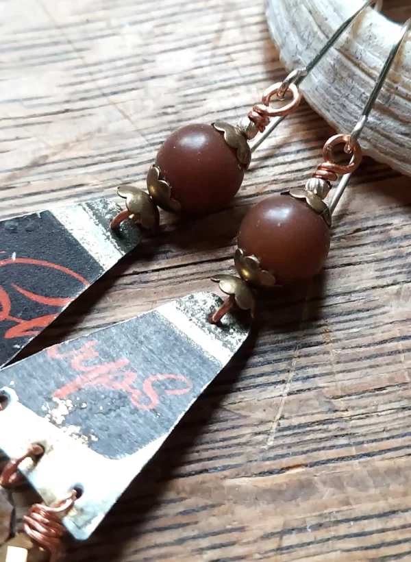 Product Image: Wicked Rustic Grab Bag Drop Earrings Coral, Horn, Steel, Stone