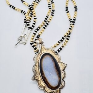 Product Image: Druzy, natural with gold and silver beads.