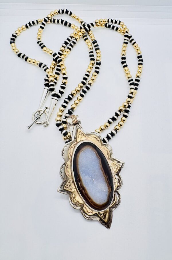 Product Image: Druzy, natural with gold and silver beads.