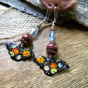 Product Image: Bat Earrings Artisan Enamels Bead Caps Bead Soup Love