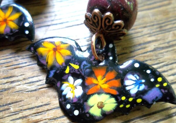Product Image: Bat Earrings Artisan Enamels Bead Caps Bead Soup Love