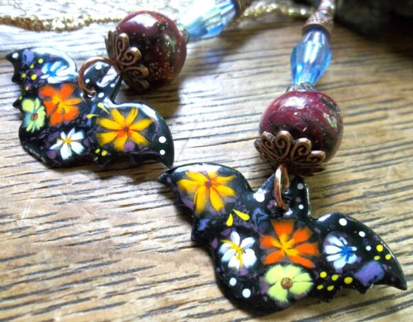 Product Image: Bat Earrings Artisan Enamels Bead Caps Bead Soup Love